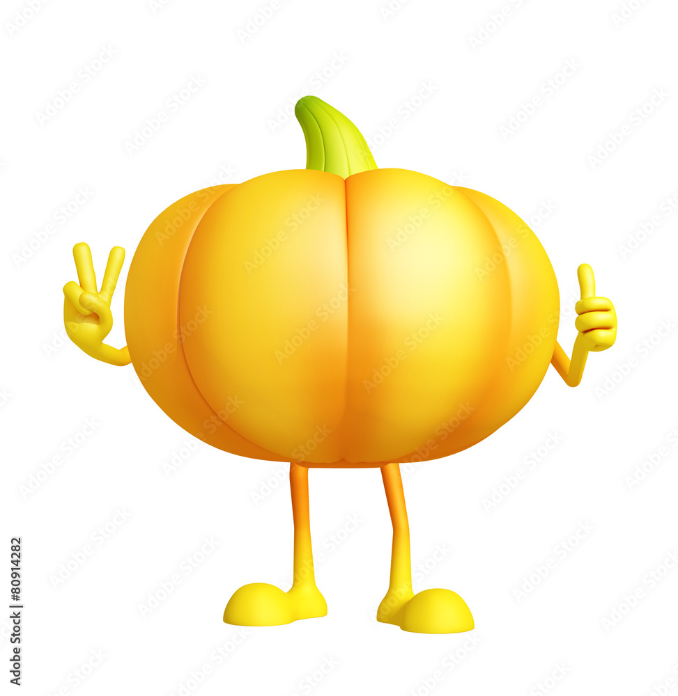 Obraz premium Pumpkin character with thumbs up pose