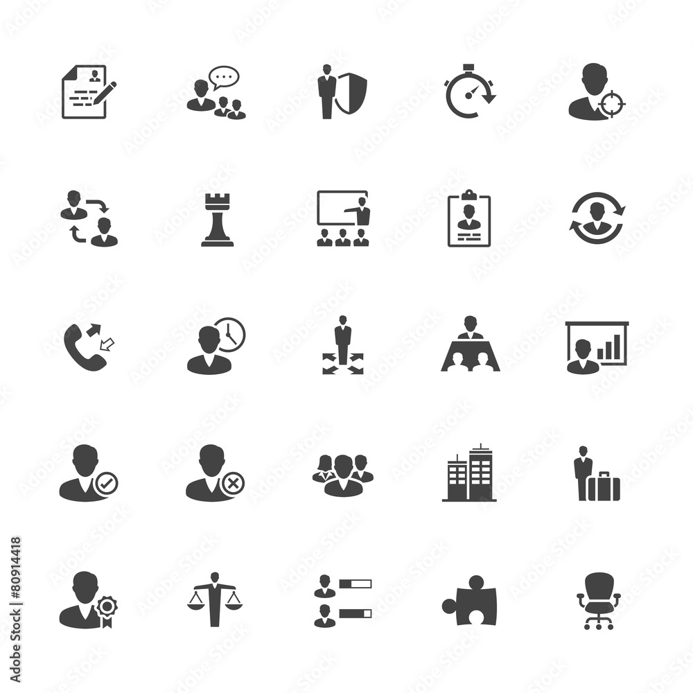 Management and Human Resource Icons on White Background Management and Human Resource Icons on White Background