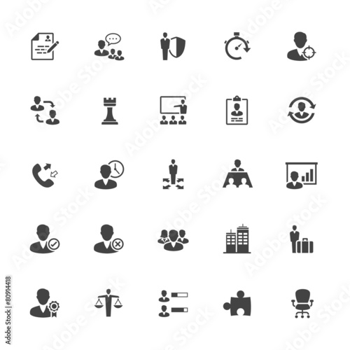 Management and Human Resource Icons on White Background