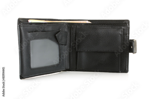 leather wallet black leather on a white background