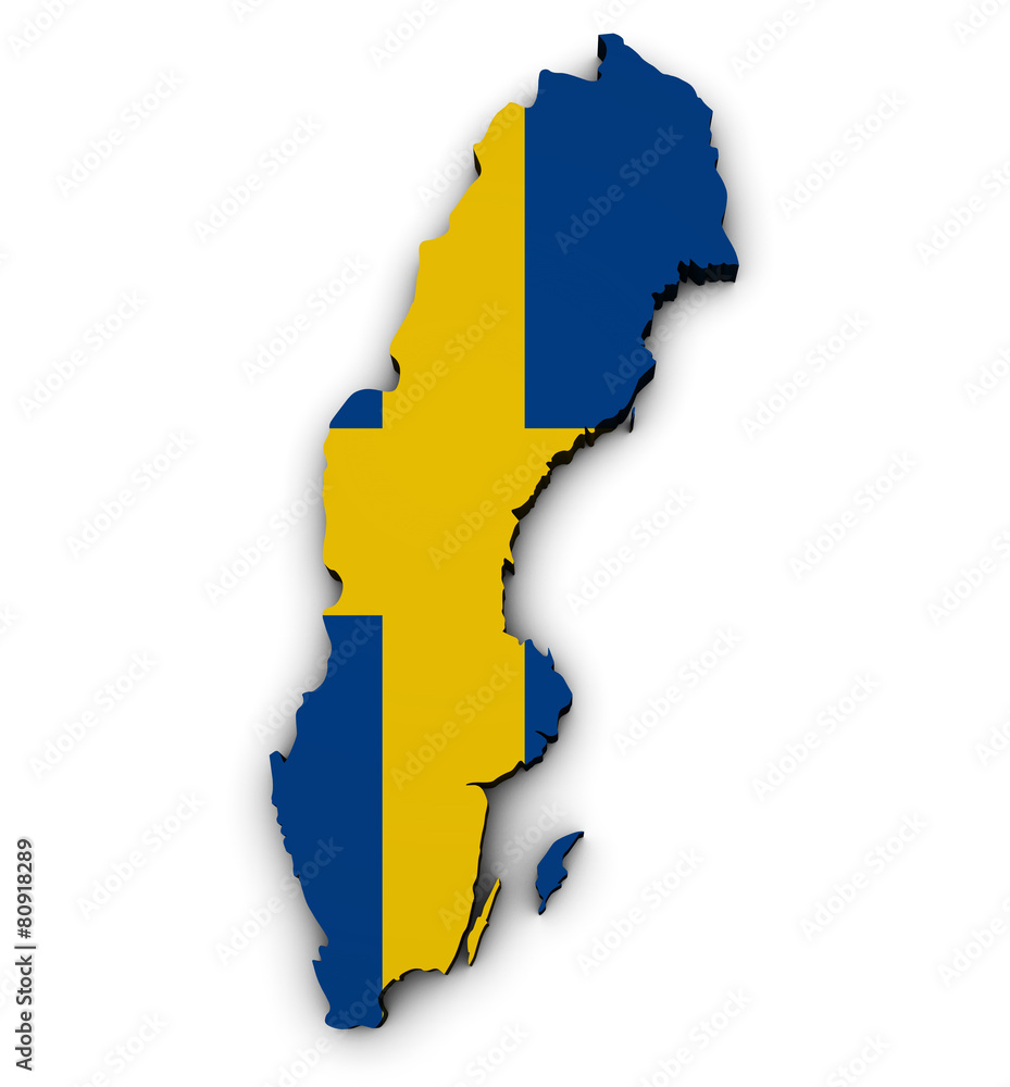 Obraz premium Sweden Map Flag 3d Shape