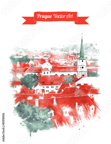 Old Prague skyline view.