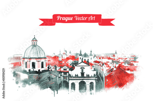 Old Prague skyline view