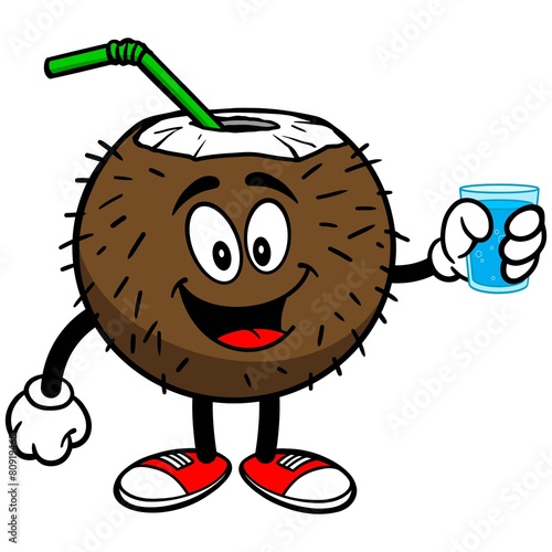 Coconut Drink with Cup of Water