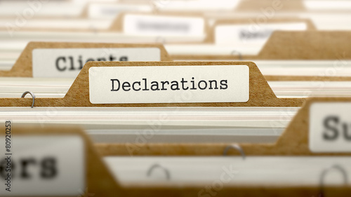 Declarations Concept with Word on Folder. photo