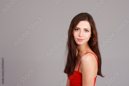 beautiful woman in red dress