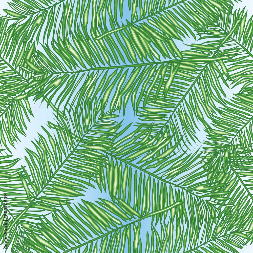 Palm leaves, abstract vector seamless pattern