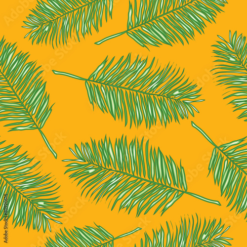 Palm leaves, abstract vector seamless pattern