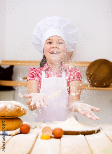 Girl making bread
