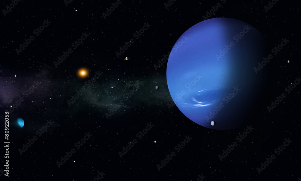 Space Journey to Neptune - obrazy, fototapety, plakaty 