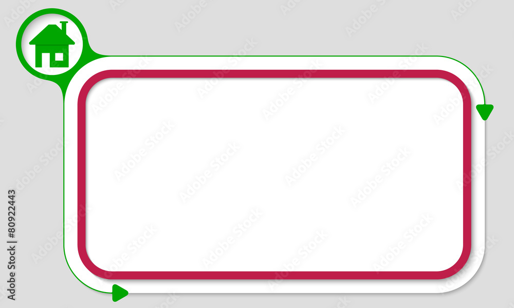 Red box for your text and home icon Red box for your text and home icon