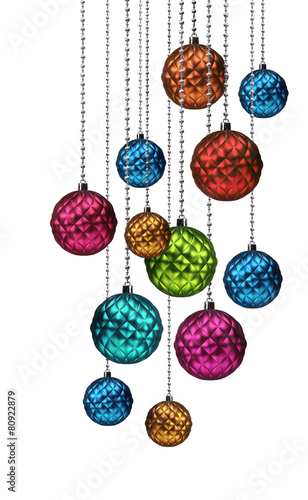 Colorful Christmas balls group hanging