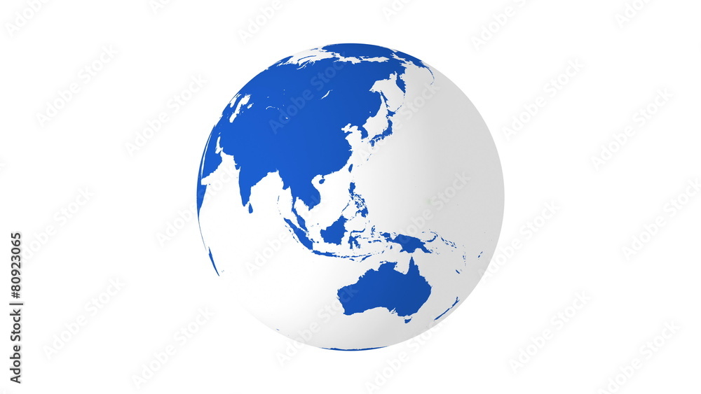 Rotating earth 4K blue with white background loop Rotating earth 4K blue with white background loop