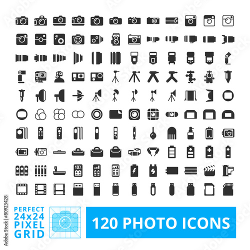 Photo camera icons set