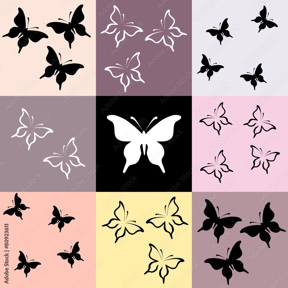 Seamless colored mosaic with butterfly Seamless colored mosaic with butterfly