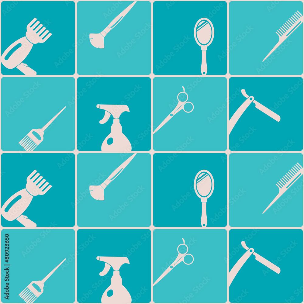 Seamless background with hairdressing supplies Seamless background with hairdressing supplies