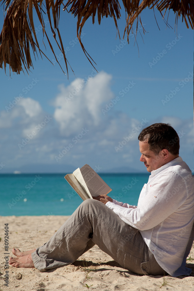 man reading a book