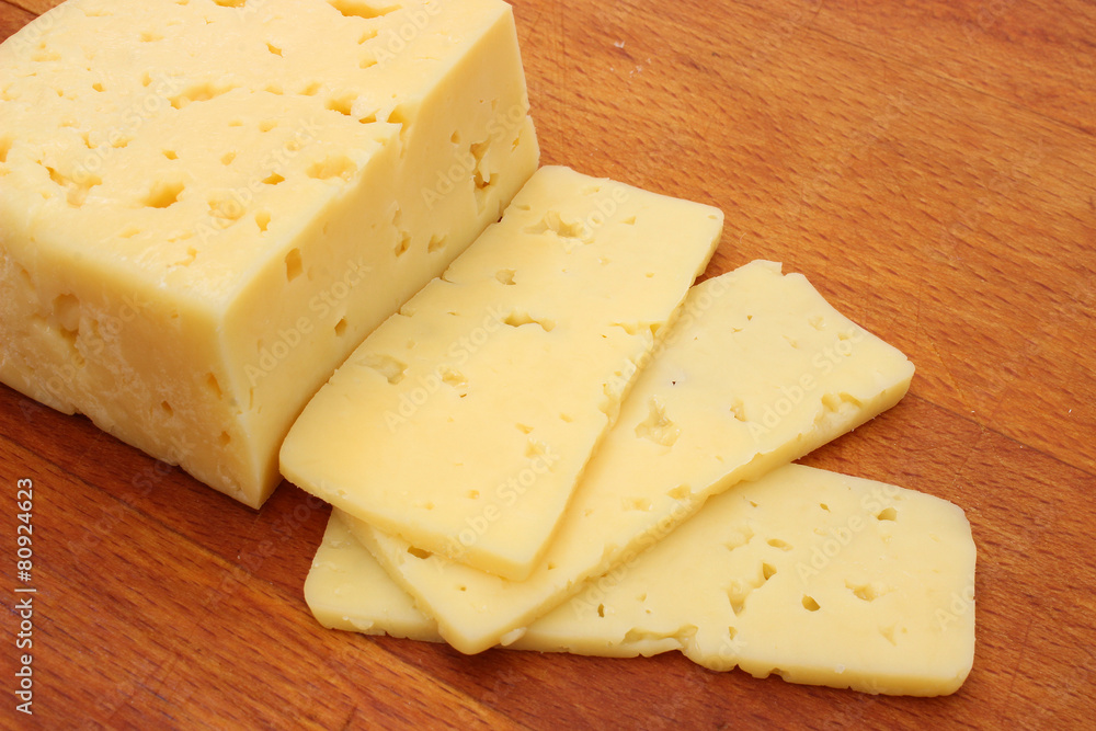 Sliced porous cheese Sliced porous cheese