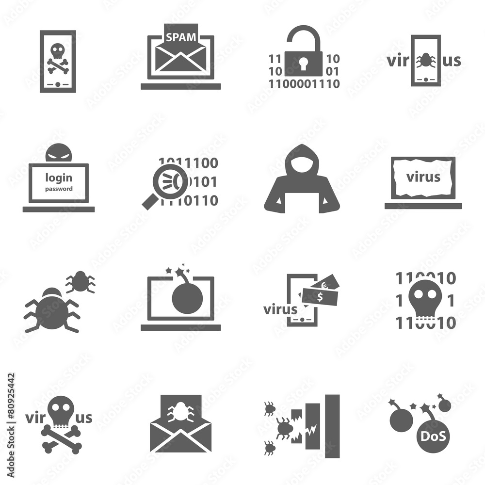 Hacker attack icons Hacker attack icons