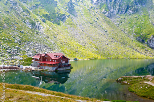 Mountain cabin by the Balea Lake in Fagaras Mountains