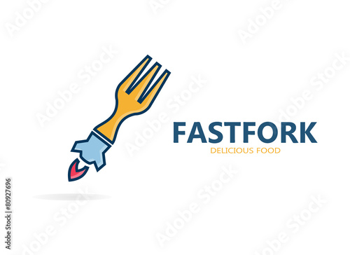 Fork and rocket logo for  fast food restaurant