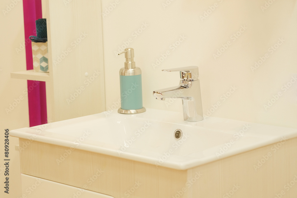 Closeup of a wash basin in a modern bathroom Closeup of a wash basin in a modern bathroom