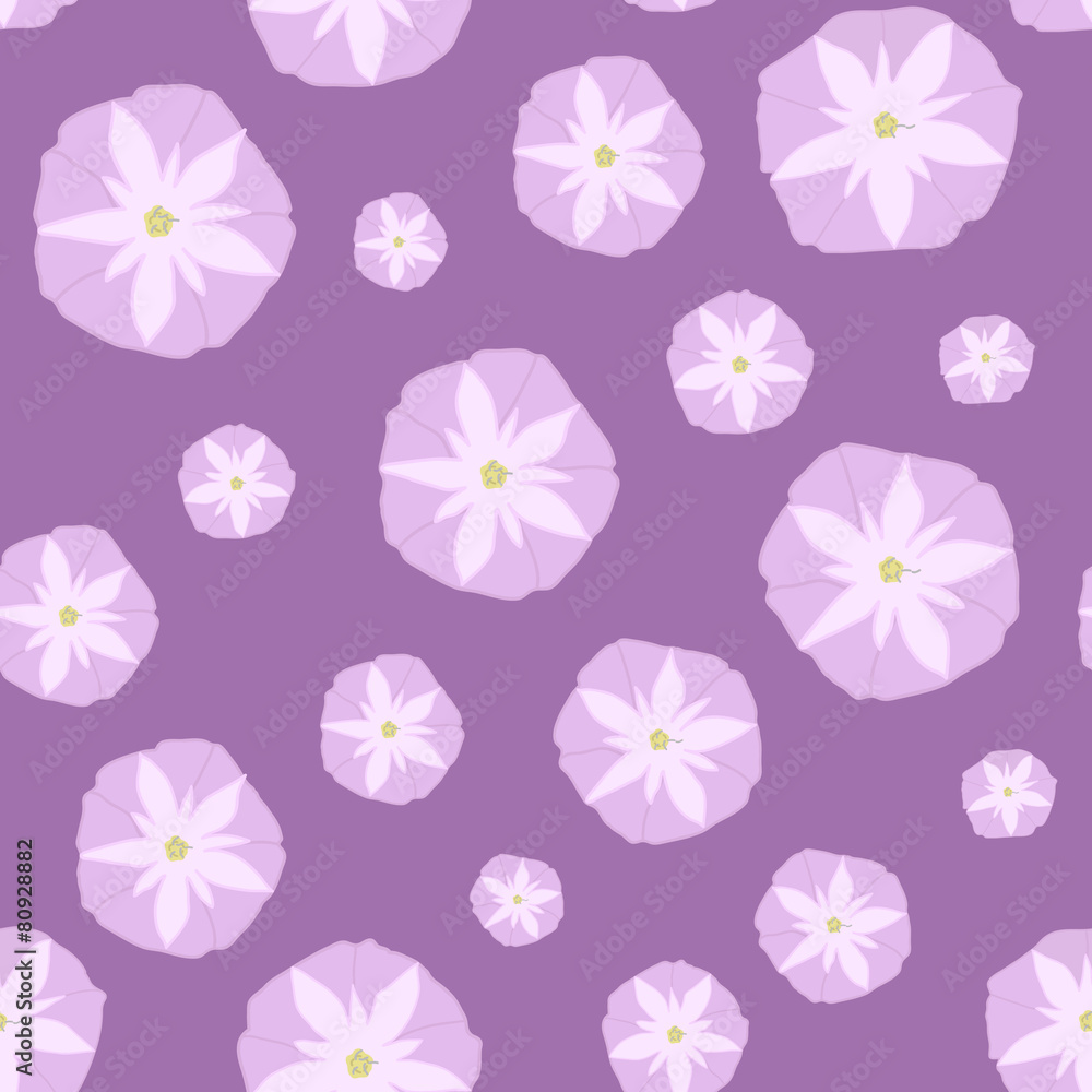 Simple Seamless Pattern with Pink Ipomoea Flowers. Simple Seamless Pattern with Pink Ipomoea Flowers.