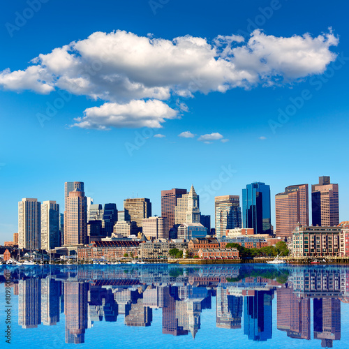 Boston Massachusetts skyline from Harbor