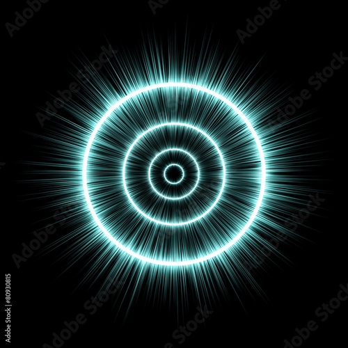 astract circular ray of light bursting on black background