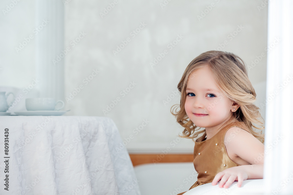 Portrait of lovely blue-eyed girl posing at camera Portrait of lovely blue-eyed girl posing at camera
