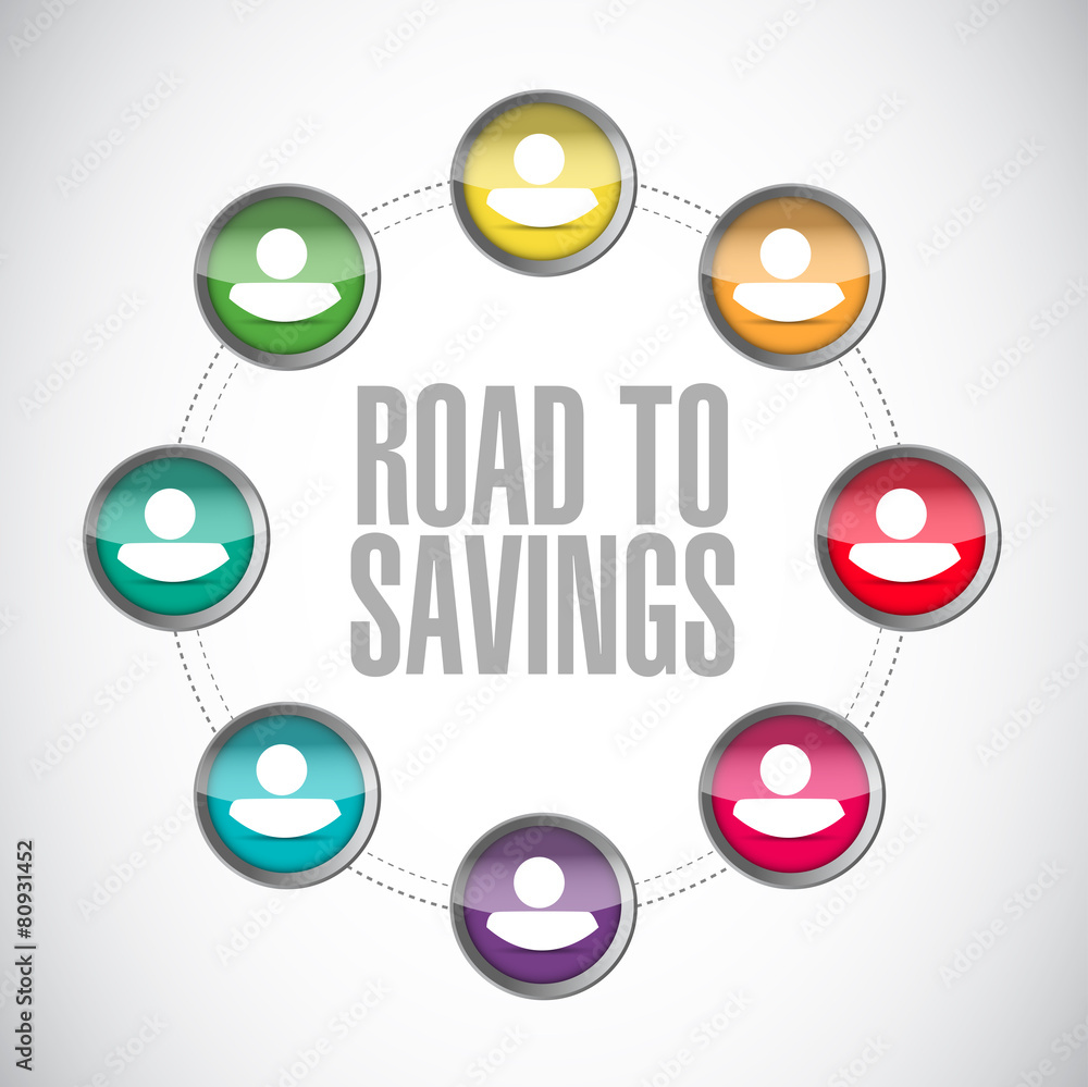 road to savings people diagram sign road to savings people diagram sign