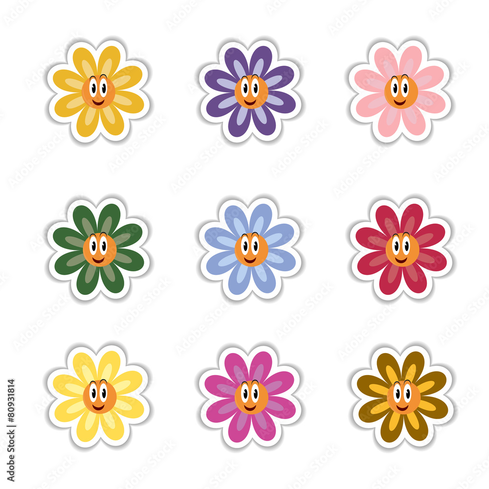 Obraz premium Set of vector flowers stickers