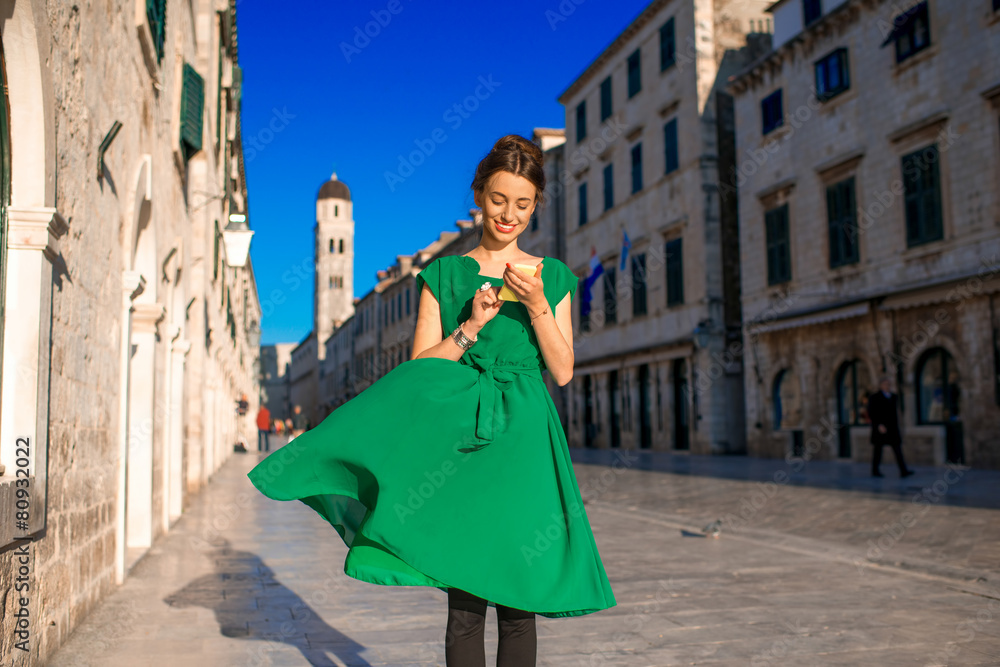 Woman traveling in Dubrovnik city Woman traveling in Dubrovnik city