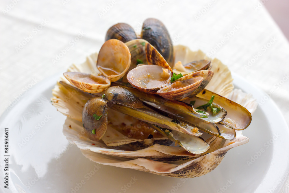 Shells left after the appetizer of fish Shells left after the appetizer of fish