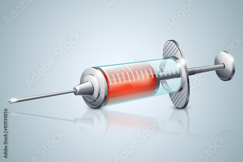 syringe red with reflect on back