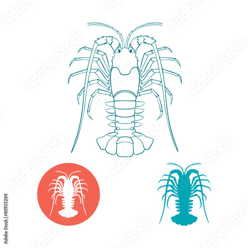 Crayfish silhouette and flat icon