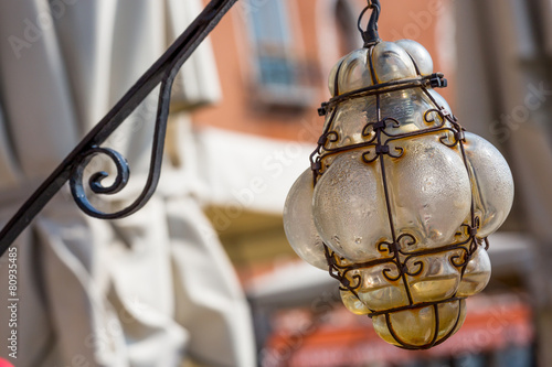 Venetian ornate lampposts with murano glass. Venice, Italy.