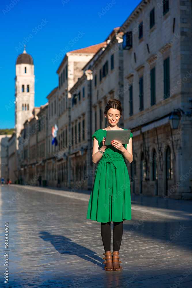 Woman traveling in Dubrovnik city