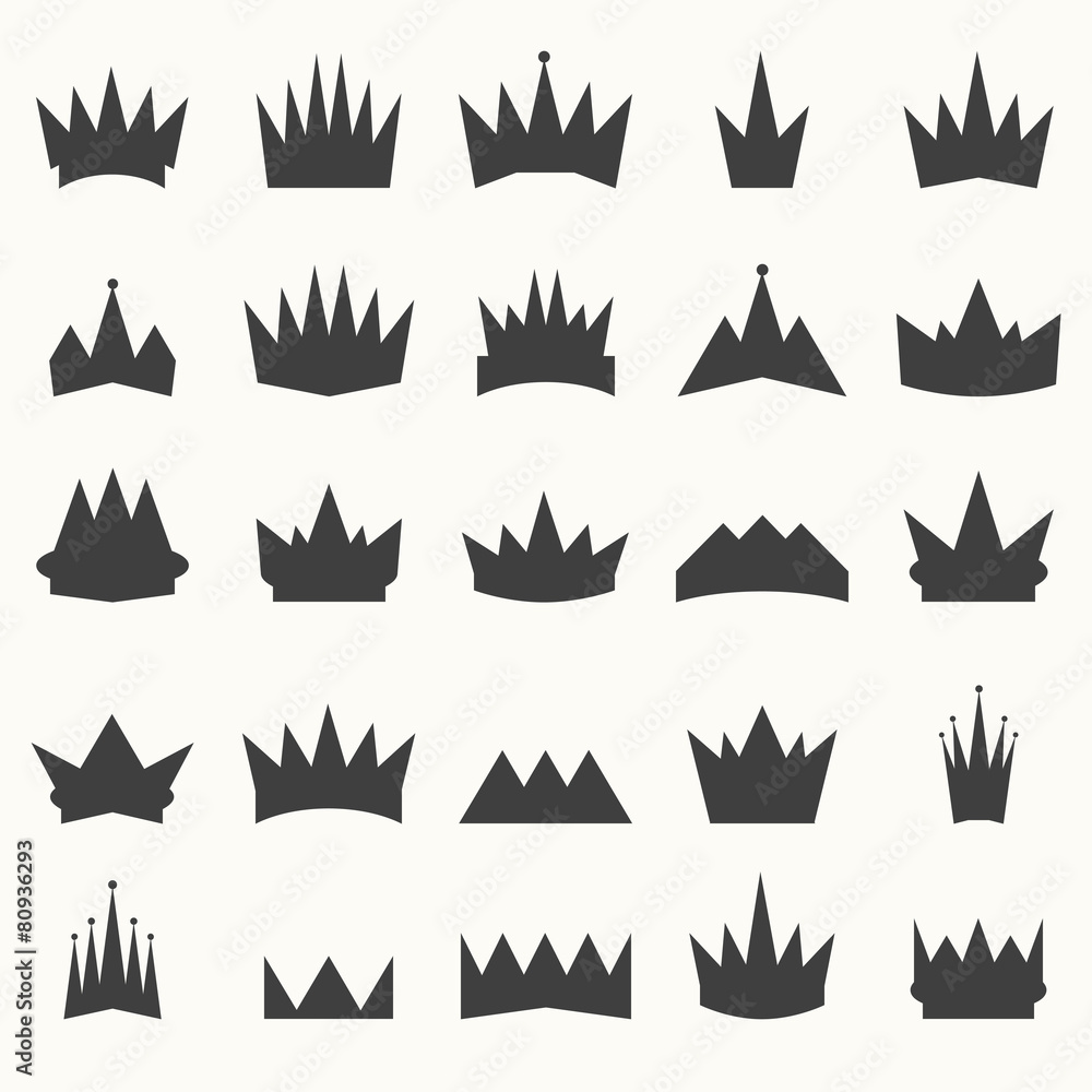 Crown icons set. Heraldic design elements Crown icons set. Heraldic design elements
