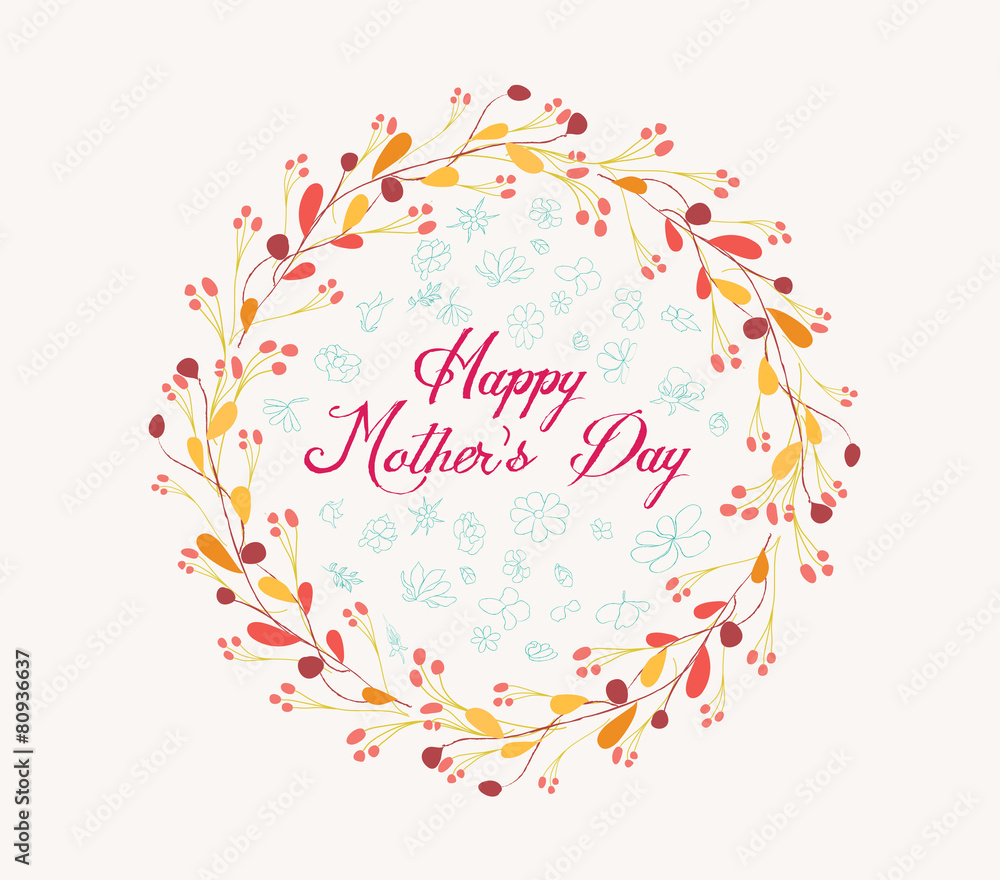 happy mother day with wreath floral