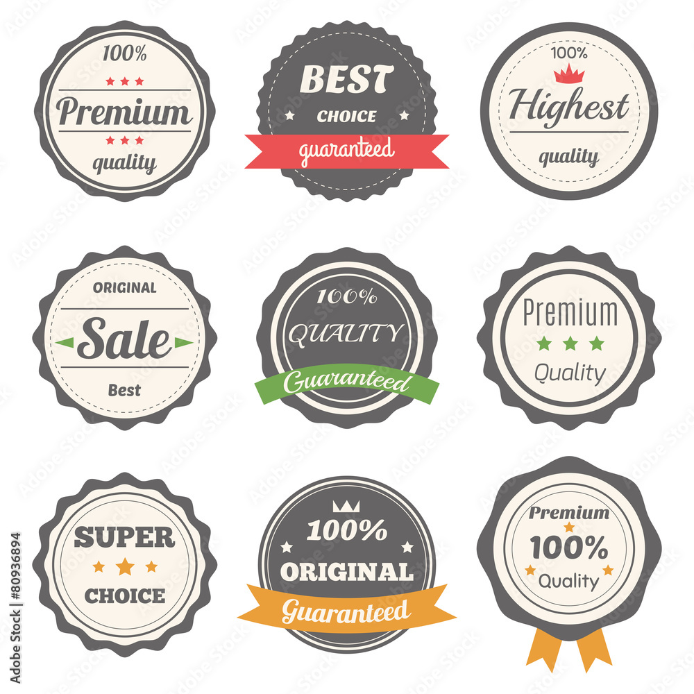 Vector set of retro labels. Best choice, guaranteed and premium