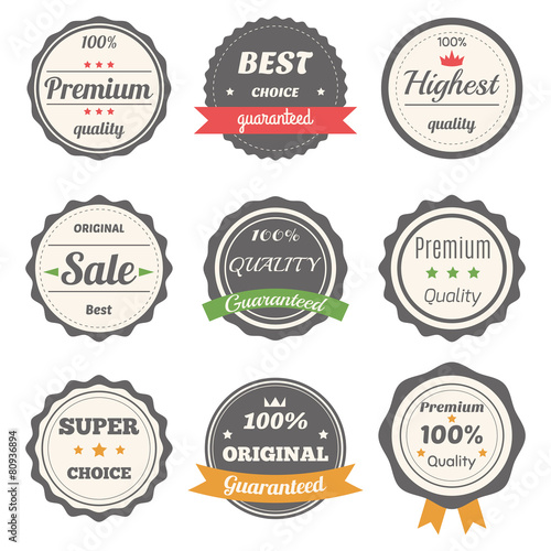 Vector set of retro labels. Best choice, guaranteed and premium