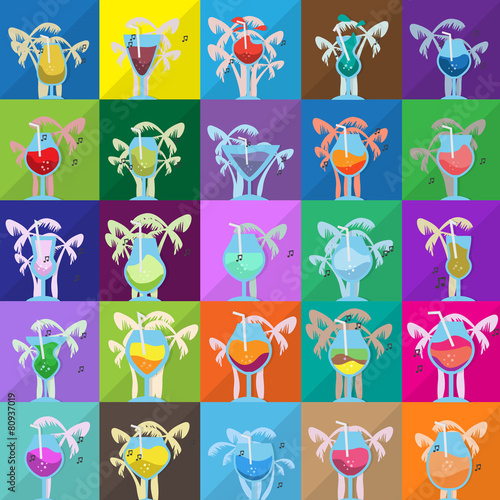 Cocktails Set: Vector Illustration, Graphic Design. Collection Of Colorful Icons. For Web, Websites, Print, Presentation Templates, Promotional, Mobile Applications And Promotional Materials