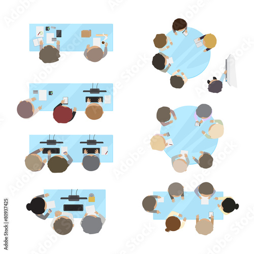 Business People, Office Workers, Brainstorming, Development, Coworking Space Set - Isolated On White Background - Vector Illustration, Graphic Design Editable For Your Design