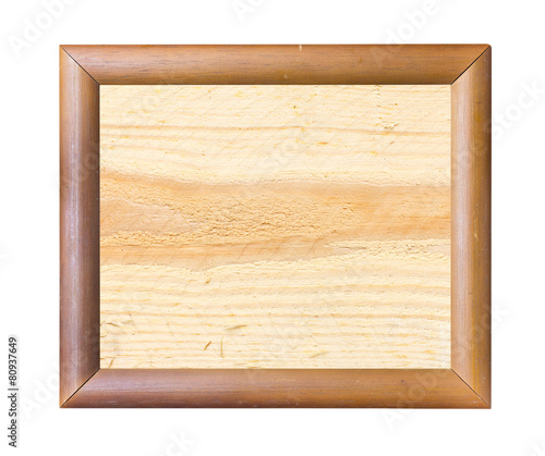 Wood photo image frame isolated on white background