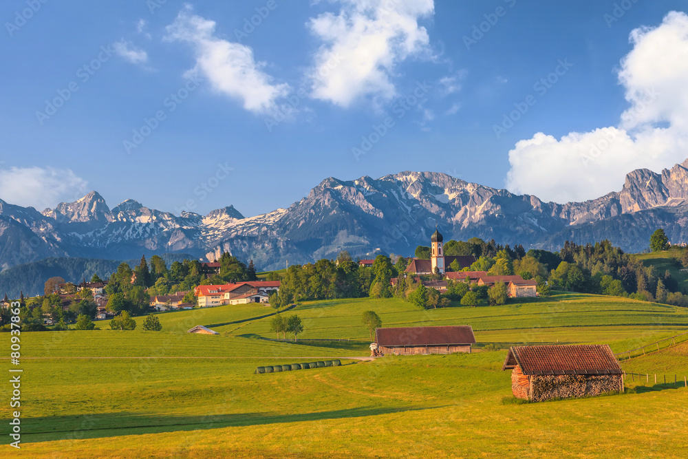 Landscape of Bavarian and Alpine Alps in Germany