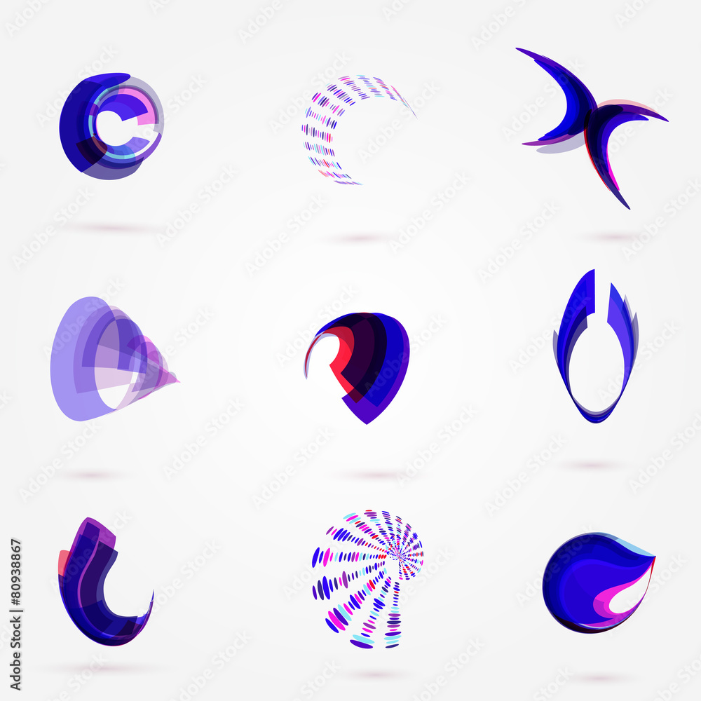 Fototapeta premium Vector abstract 3d business logo set for your design. EPS10