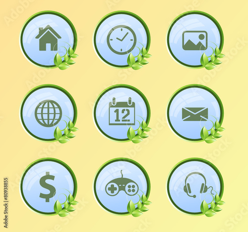 Internet Icons set, green and nature