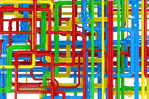 Maze of colorful pipes background