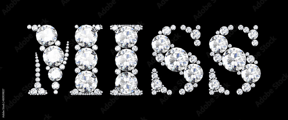 diamond words miss on black background (high resolution 3D image diamond words miss on black background (high resolution 3D image